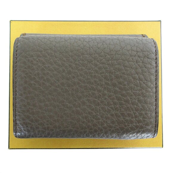 Auth FENDI Tri-fold wallet gray leather - Picture 2 of 10